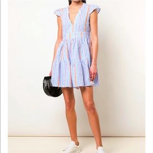 Lemlem Bekele Flutter Sleeve Dress in Blue Size Large